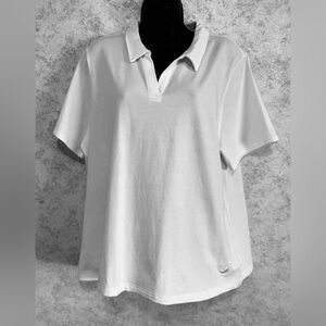 Gloria Vanderbilt Amanda Polo Shirt White Short Sleeve XL Stretch Cotton